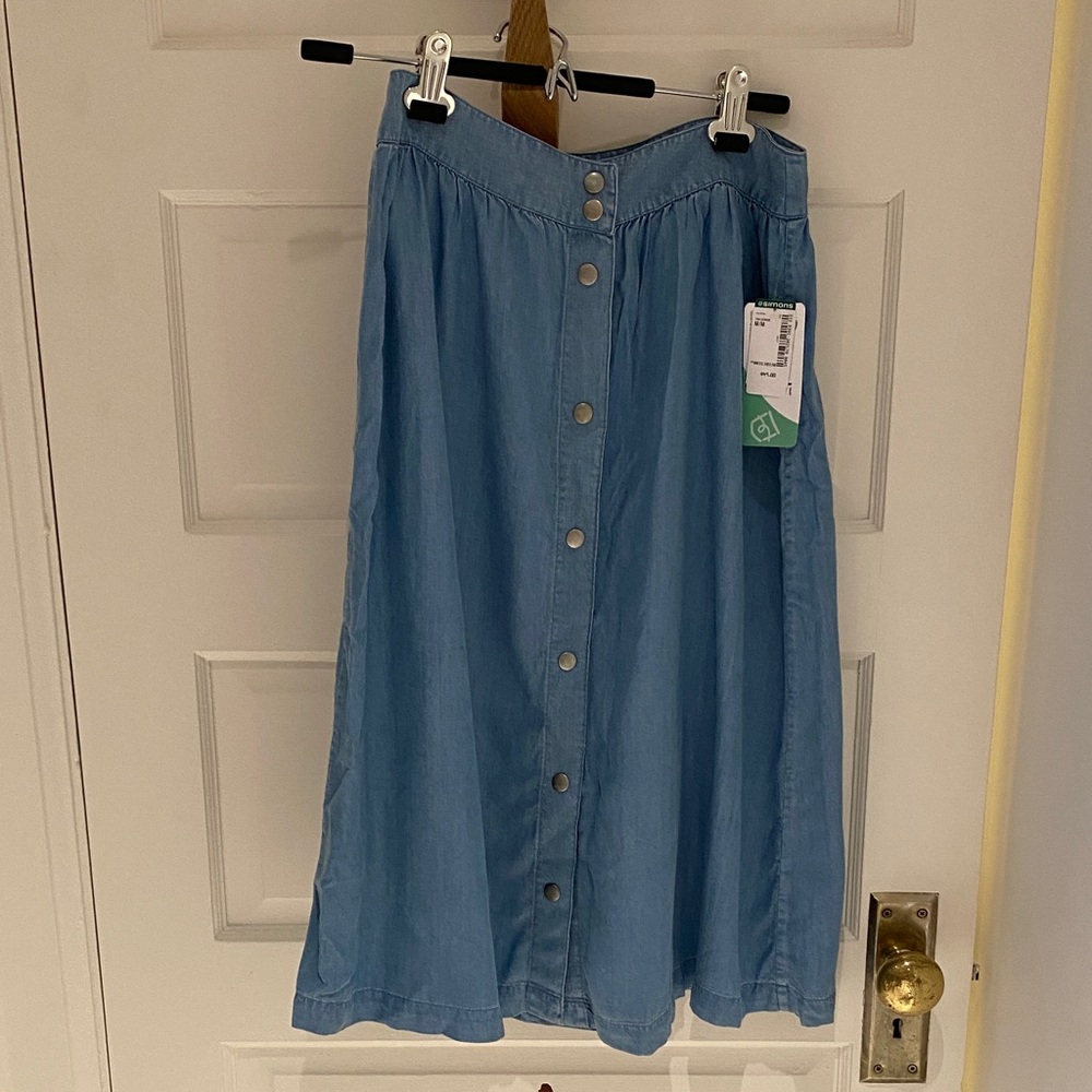 Simons Sky Blue Button-Down A-Line Skirt